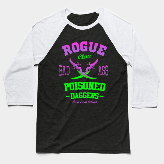 Rogue WoW Daggers Gamer Baseball T-Shirt by Cocolima